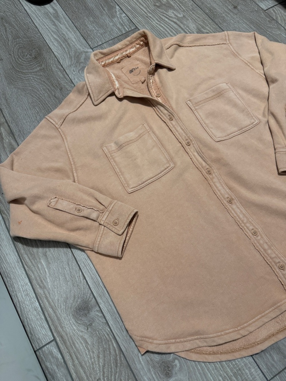 Aerie Lumberjane Fleece Shirt in Beach Dune - Picture 4 of 7